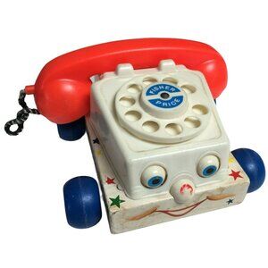 Fisher Price #747 Wooden Chatter Phone Rotary Telephone Pull Toy Vintage 1961